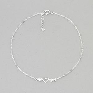 Barefootsies Sterling Silver 3 Hearts Ankle Bracelet