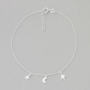 Barefootsies Sterling Silver Moon & Stars Ankle Braclet
