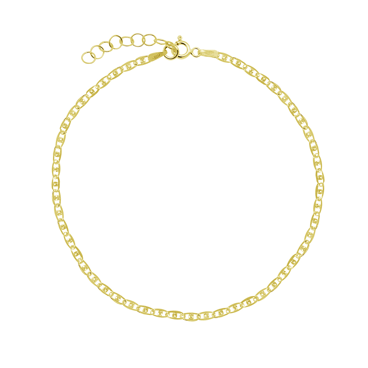 Barefootsies Mariner Chain Anklet Gold Plating Over Sterling