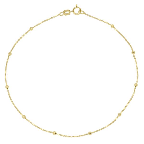 Barefootsies Textured Beaded Link Anklet Bracelet over Sterling