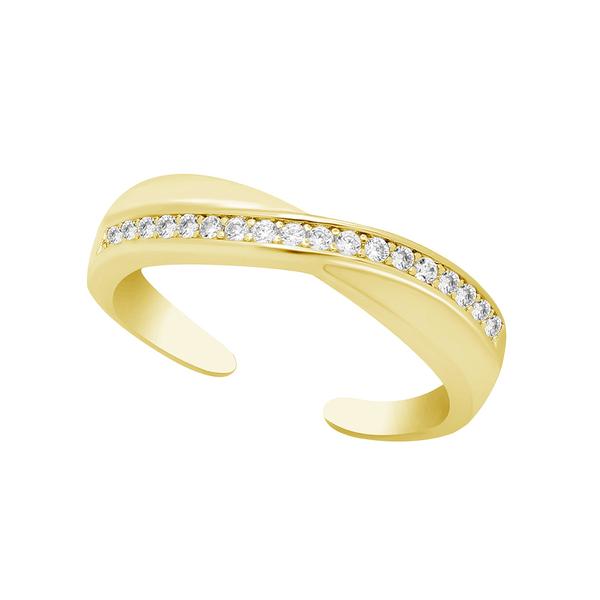 Barefootsies Gold Plated CZ Twist Adjustable Toe Ring