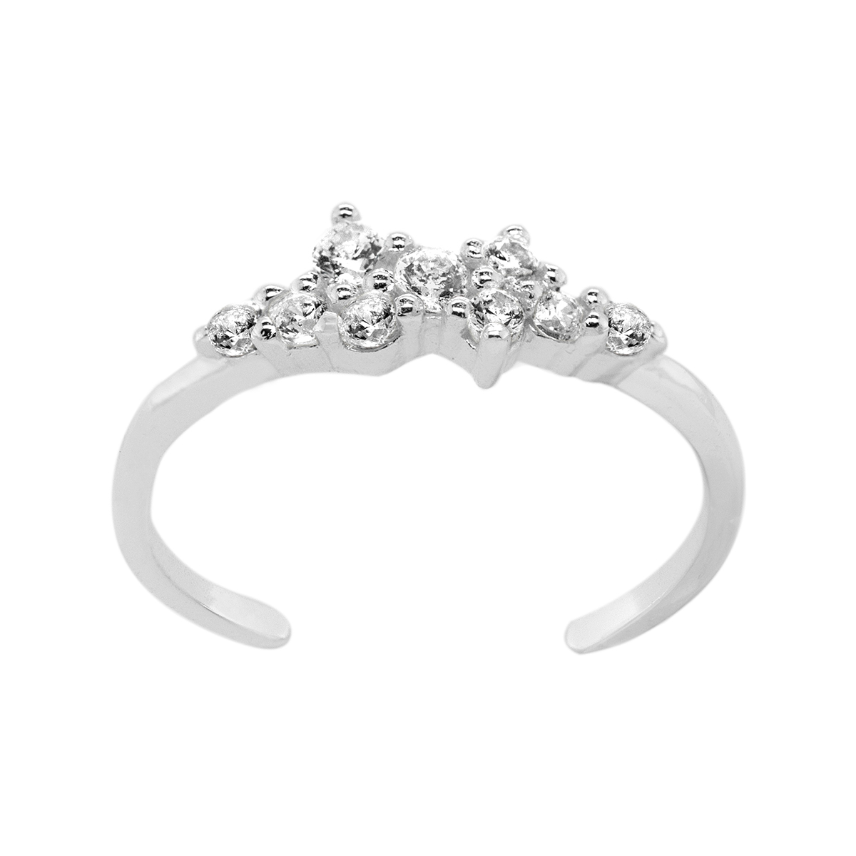 Barefootsies Clear CZ Cluster Adjustable Toe Ring