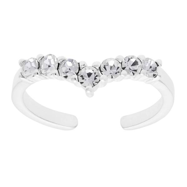Barefootsies Sterling Silver Crystal Chevron Adjustable Toe Ring