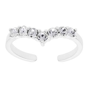 Barefootsies Sterling Silver Crystal Chevron Adjustable Toe Ring