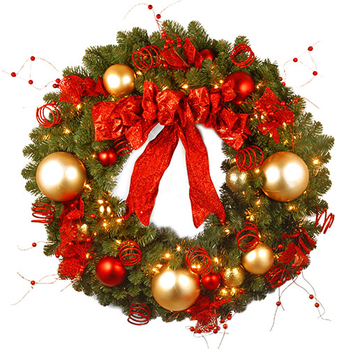 National Tree 36in. Red & Clear Pre-Lit Mixed Wreath