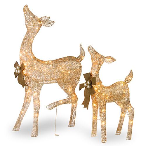 National Tree Crystal Splendor Champagne Doe & Fawn