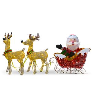 National Tree 34in. Santa and Reindeer with Clear Lights