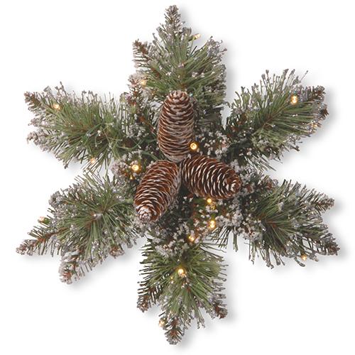 National Tree 14in. Glittery Bristle(R) Pine LED Snowflake