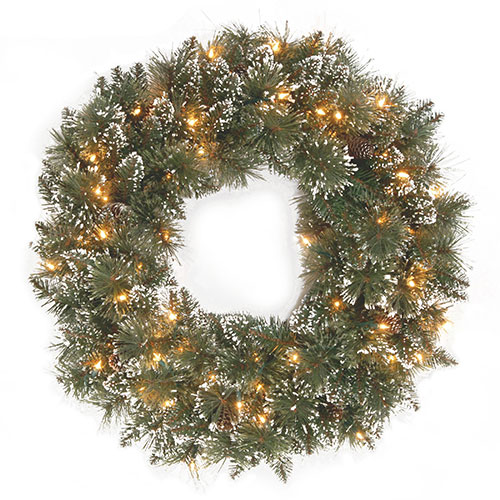 National Tree 24in. Glittery Bristle(R) Pine Pre-Lit Wreath