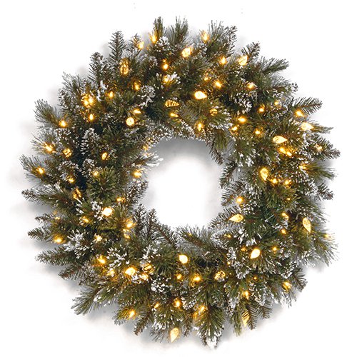 National Tree 24in. Glittery Bristle(R) Pine LED Wreath