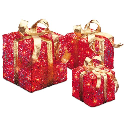 National Tree 3pc. Pre-Lit Glittered Gift Box Set