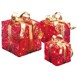 National Tree 3pc. Pre-Lit Glittered Gift Box Set