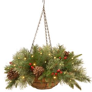 National Tree 20in. Pre-Lit LED Colonial Hanging Basket