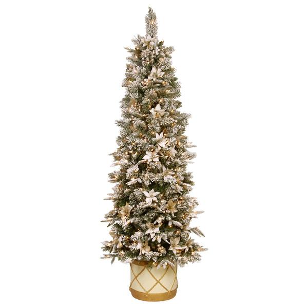 National Tree 6ft. Frosted Colonial Slim Half Christmas Tree