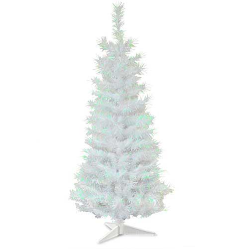 National Tree 3ft. White Iridescent Tinsel Tree