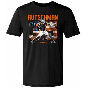 Mens Baltimore Baseball Adley Rutschman 35 Flag Short Sleeve Tee
