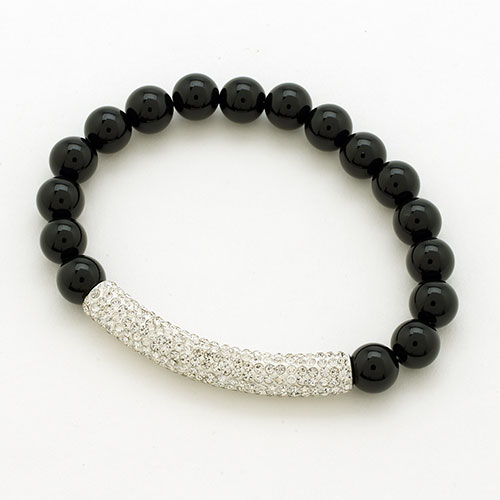 Designs By FMC Genuine Hematite Beads & Crystal Stretch Bracelet