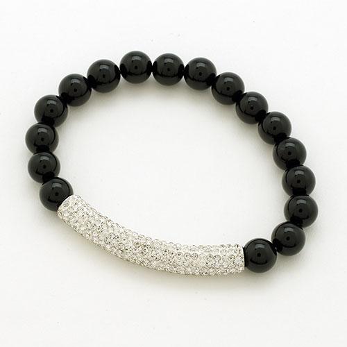 Designs by FMC Genuine Hematite Beads & Crystal Stretch Bracelet