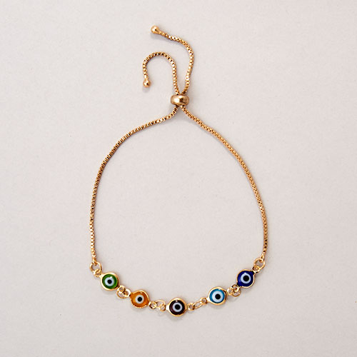 Designs By FMC Gold Plated Evil Eye Adjustable Bolo Bracelet