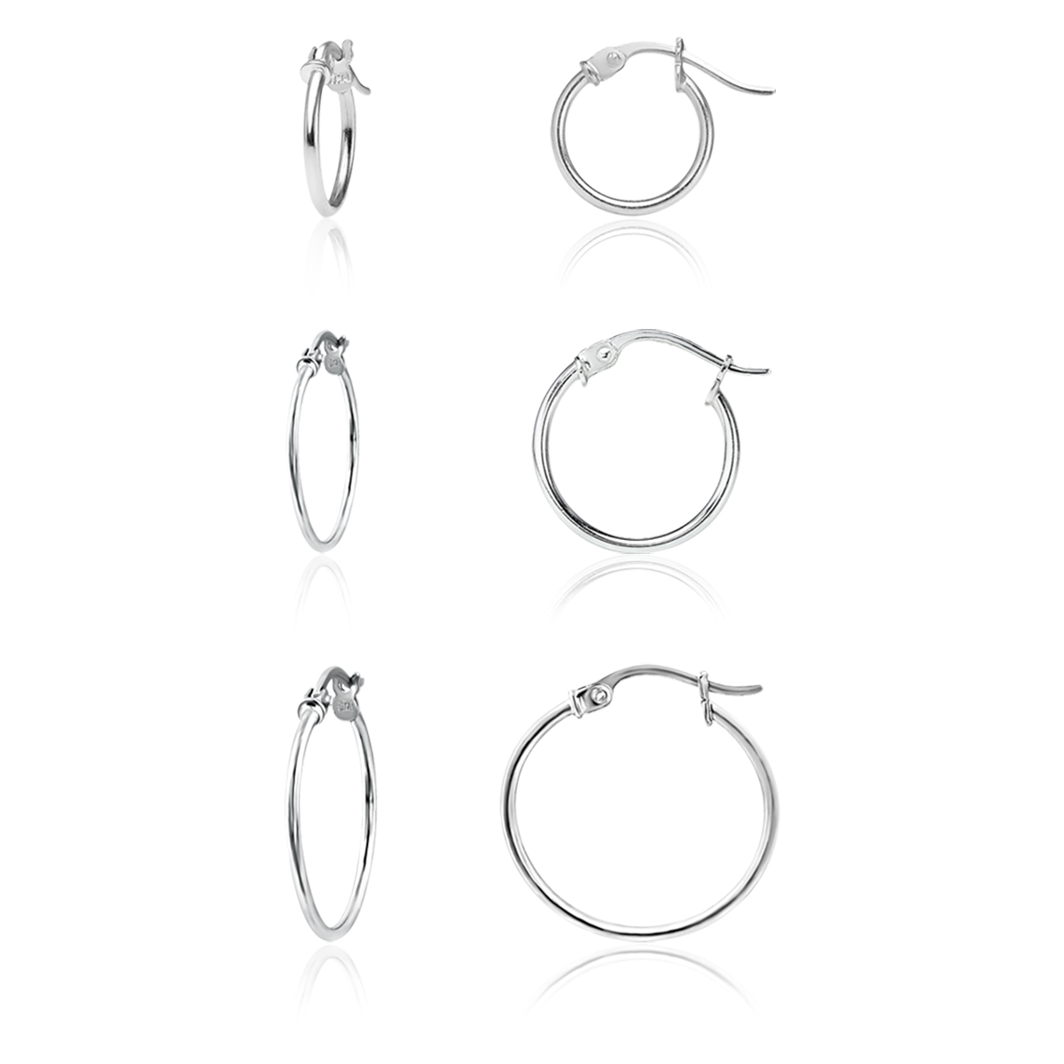 Designs By FMC Sterling Silver 3pr. Hoop Earrings Set