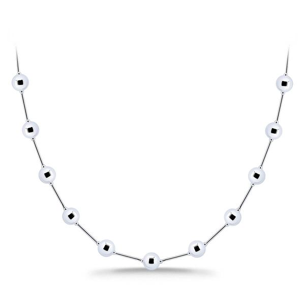 Designs by FMC Sterling Silver 8mm Polish Bead Stations Necklace