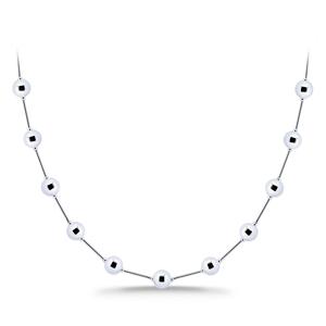 Designs by FMC Sterling Silver 8mm Polish Bead Stations Necklace