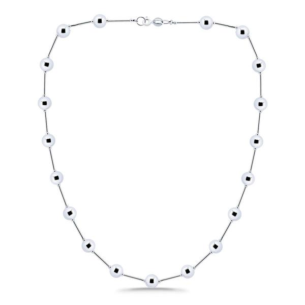 Designs by FMC Sterling Silver 8mm Polish Bead Stations Necklace alternate view