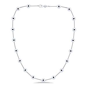 Designs by FMC Sterling Silver 8mm Polish Bead Stations Necklace alternate view