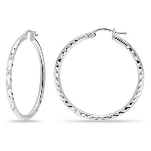 Designs by FMC 2mmx30mm Diamond Cut Round Hoop Earrings alternate view