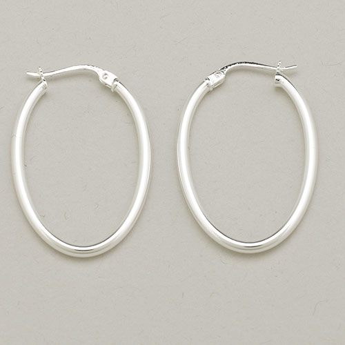 Designs By FMC Sterling Silver Oval Polished Hoop Earrings