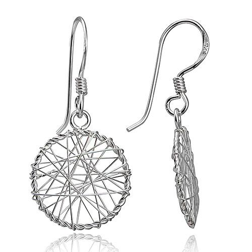 Designs by FMC Sterling Silver Round Wire Filigree Drop Earrings