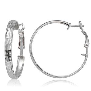 Designs by FMC Sterling Silver Zigzag Diamond Cut Hoop Earrings