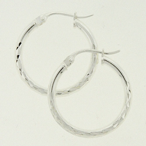 Designs By FMC Sterling Silver Diamond Cut Hoop Earrings