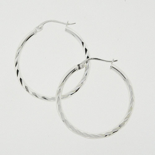 Designs By FMC Sterling Silver Diamond Cut Medium Hoop Earrings