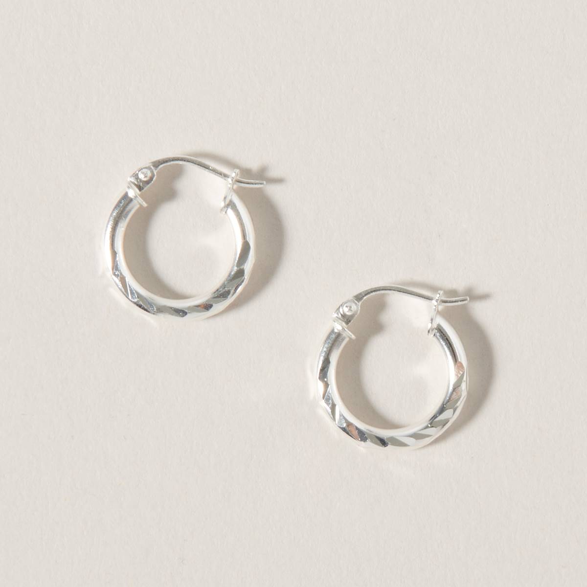 Designs By FMC Sterling Silver Sparkle Diamond Cut Hoop Earrings