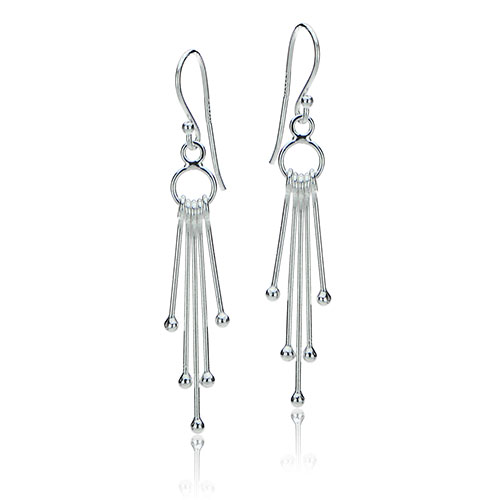 Designs By FMC Sterling Silver Beaded Stick Dangle Earrings