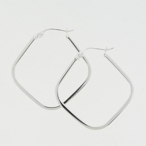 Designs By FMC Sterling Silver Diamond Shaped Hoop Earrings