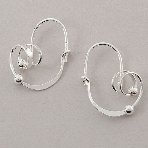 Designs By FMC Sterling Silver Abstract Squiggle Hoop Earrings