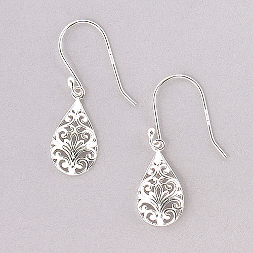 Designs By FMC Sterling Silver Filigree Teardrop Drop Earrings