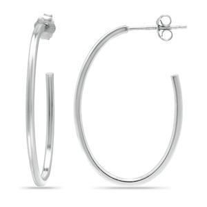 Designs by FMC Sterling Silver 30mm Oval Hoop Post Earrings