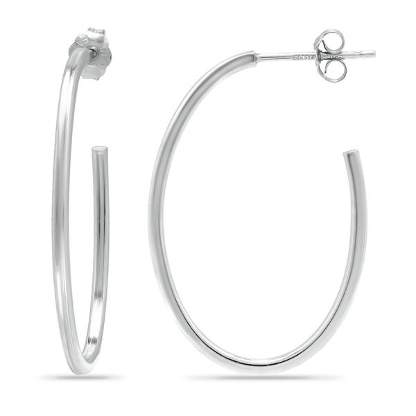 Designs by FMC Sterling Silver 30mm Oval Hoop Post Earrings
