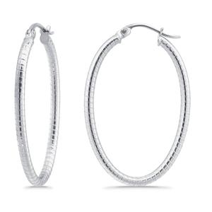 Designs by FMC 3mmx30mm Polish Oval Click-Top Hoop Earrings alternate view