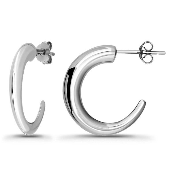 Designs by FMC Sterling Silver 20mm Graduated Half Hoop Earrings alternate view