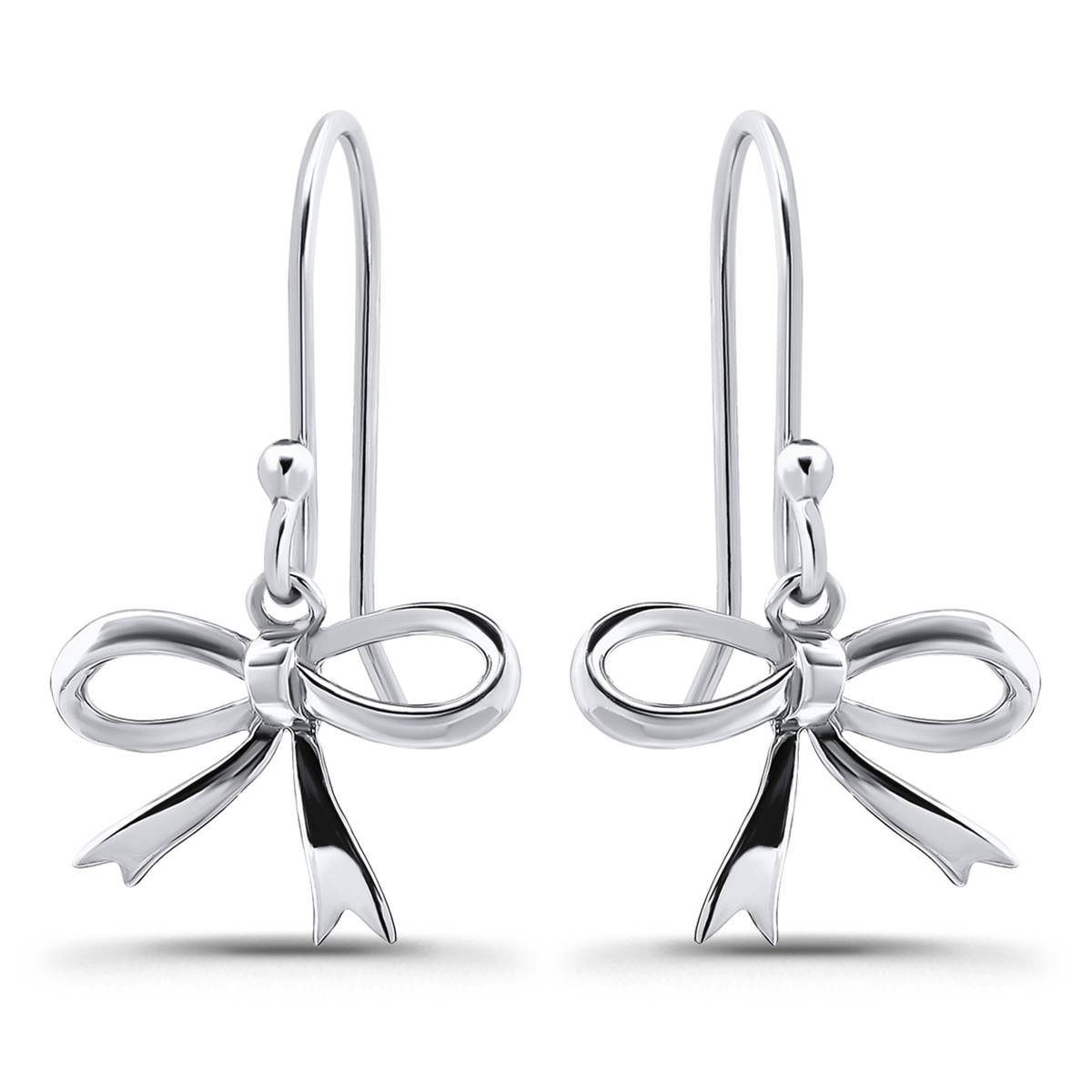 Designs By FMC Sterling Silver Polished Bow Charm Earrings