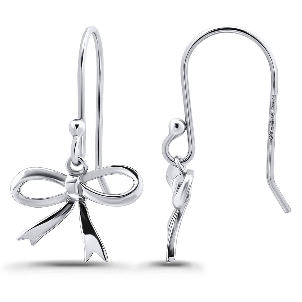 Designs By FMC Sterling Silver Polished Bow Charm Earrings