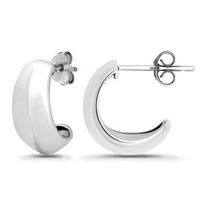 Designs by FMC Sterling Silver Knife Edge Hoop Earrings alternate view