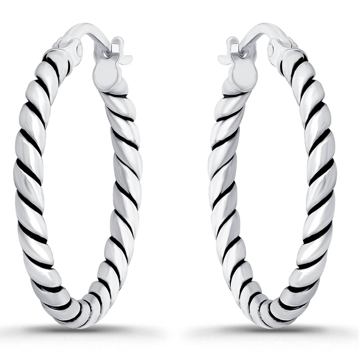 Designs By FMC Sterling Silver Round Twisted Hoop Earrings