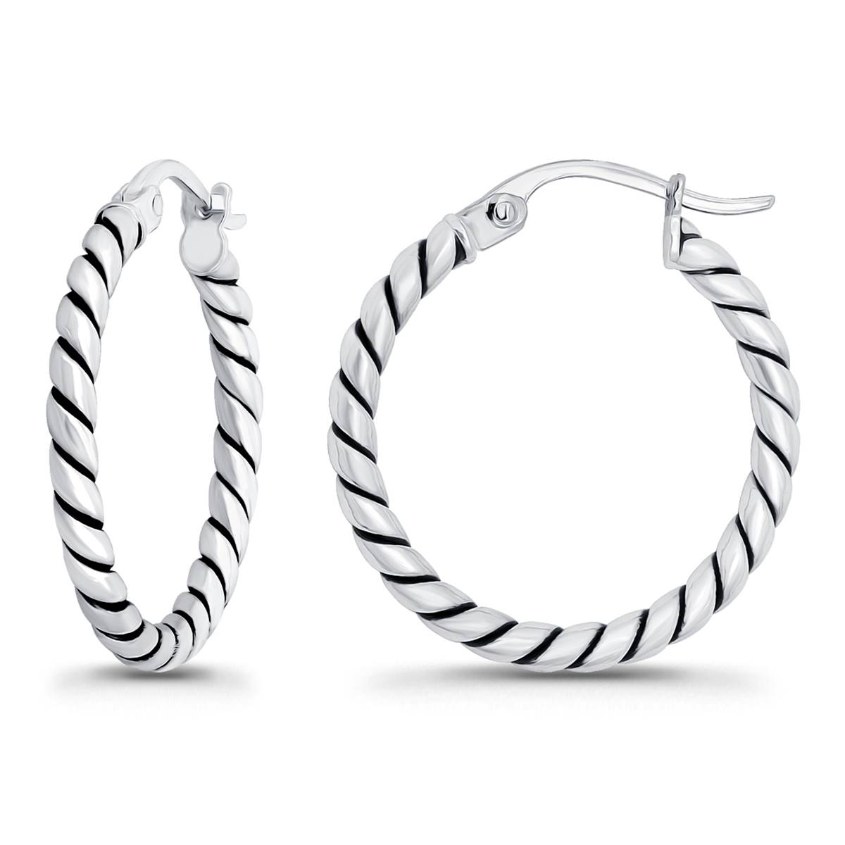 Designs By FMC Sterling Silver Round Twisted Hoop Earrings