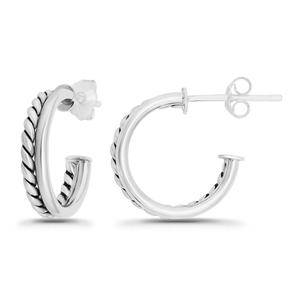 Designs by FMC Sterling Silver Twist Combo Post Hoop Earrings alternate view