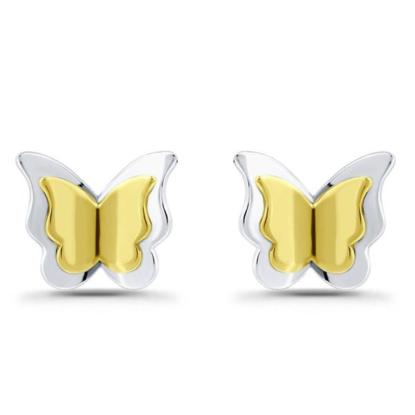 Designs by FMC 18kt. Two-Tone Butterfly Stud Earrings